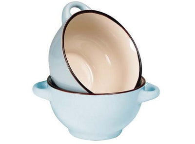 Ceramic Bowl with Handles - Blue