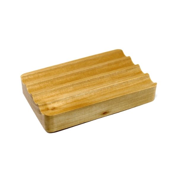 Hemu Wood Soap Dish - Corrugated