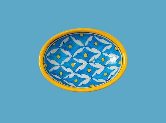 Ceramic Soap Dish - Blue Yellow